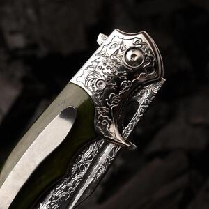 KnifeBoss damaškový zavírací nůž Green Dog VG-10