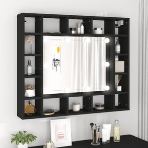 Zrcadlová skříňka s LED osvětlením BestBerg 833496 / 91 x 76,5 x 15 cm / černá