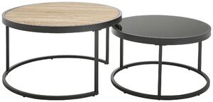 SADA KONFERENČNÍCH STOLKŮ, černá, barvy dubu, kov, sklo, kompozitní dřevo, 65-80/65-80/38-40 cm MID.YOU - Konferenční stolky, Online Only