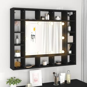 LED zrcadlová skříňka černá 91 x 15 x 76,5 cm