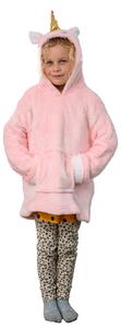 Dětská mikinová deka s rukávy a kapucí HOODIE UNICORN růžová