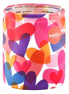 Bolsius Sklo 68x80mm Barevná srdce, Levandule vonná svíčka