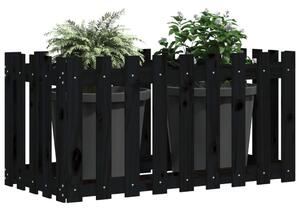 Vyvýšený záhon plotový design černý 100x50x70 cm masiv borovice