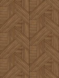 Vliesová obrazová tapeta na zeď, hnědá, imitace dřeva, lamel, FW4036-4, Feature Walls, Decoprint