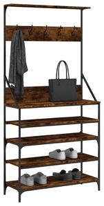 Stojan na oblečení a prostor pro obuv kouřový dub 90x34x184 cm