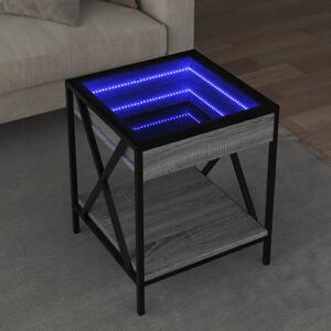 VidaXL Kávový stolek s LED Infinity, šedý dub sonoma, 40x40x49 cm