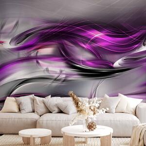 Fototapeta Abstraktní kompozice - vzor růžových vln na šedém pozadí s odleskem