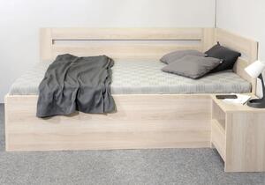 Rohová postel Richardo 140x200 s úložným prostorem a roštem, pravá