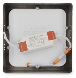 Prémiový přisazený LED panel 12W 950lm, denní, čtvercový, matný chrom, 3 roky