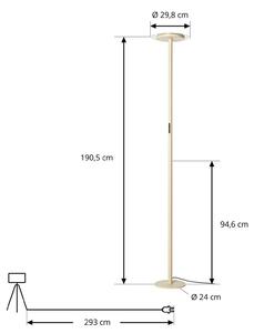 Arcchio LED stojací lampa Frile, béžová, výška 190 cm, stmívatelné, stmívatelný, Krémová / jantar, Obývací pokoj / jídelna, Hliník, Moderní