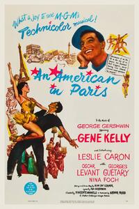 Obrazová reprodukce An American in Paris, Ft. Gene Kelly (Vintage Cinema / Retro Movie Theatre Poster / Iconic Film Advert), (26.7 x 40 cm)
