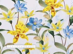 Biante Dekorační povlak na polštář TF-081 Žluto-modré lilie na bílém 30 x 50 cm