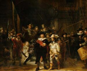 Rembrandt Harmensz. van Rijn - Obrazová reprodukce The Nightwatch, 1642, (40 x 35 cm)