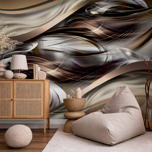 Fototapeta Moderní abstrakce - jantarové vlny na pozadí s kovovým leskem