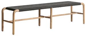 Kave Home Dřevěná zahradní lavice Alipa 180 cm s tmavě šedým výpletem