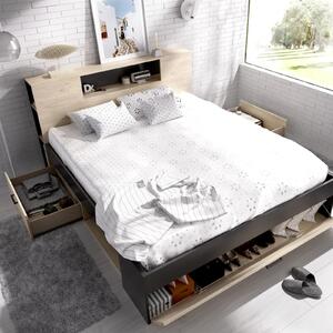 Manželská postel s úložným prostorem Lanka graphite
