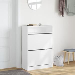Botník se 2 výklopnými zásuvkami bílý 80 x 34 x 116 cm