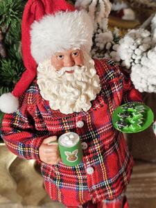 Vánoční dekorace Santa v pyžamu s bačkorkama - 14*10*28 cm
