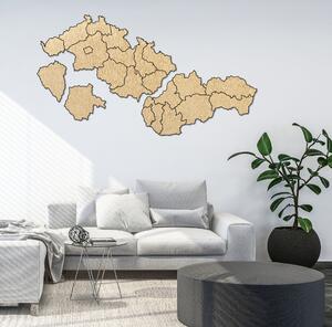 Dřevěná mapa Slovenska a České republiky - PUZZLE: Překližka Topol - Honey 3071 40 x 23 cm 4190-84945 M011