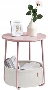 Růžový příruční stolek s odkládacím košem SALMA