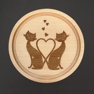 AMADEA Dřevěné servírovací prkénko - podnos kočka, masivní dřevo, 20 cm