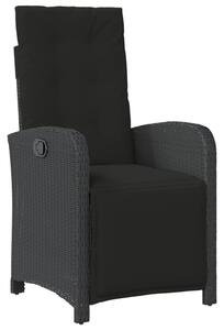 3dílný bistro set s poduškami černý polyratan