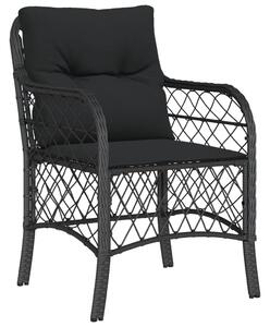 3dílný bistro set s poduškami černý polyratan