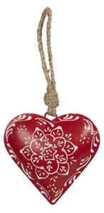 Závěsná plechová dekorace červené srdce I – 10x2x10 cm
