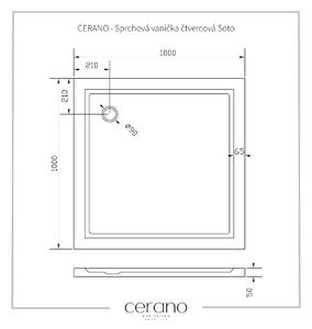CERANO - Sprchová vanička čtvercová Soto - bílá lesklá - 100x100 cm