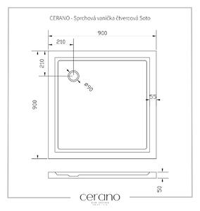 CERANO - Sprchová vanička čtvercová Soto - bílá lesklá - 90x90 cm