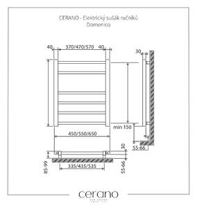 Cerano Domenico, elektrický sušák ručníků 660x550 mm, 97W, černá matná, CER-LIV-ER-6-55