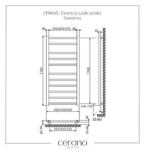 CERANO - Elektrický sušák ručníků Domenico - bílá lesklá - 1160x550 mm