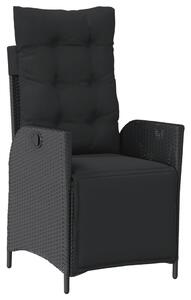 3dílný zahradní jídelní set s poduškami černý polyratan