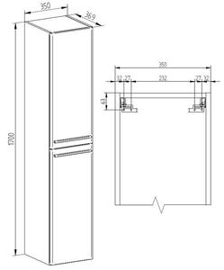 EBS Urban Vysoká skříňka 35x170cm L/P, černá mat-madlo černá 1 set