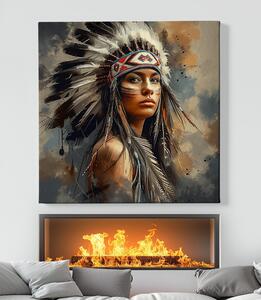 Obraz na plátně - Indiánská žena Temná voda FeelHappy.cz Velikost obrazu: 40 x 40 cm
