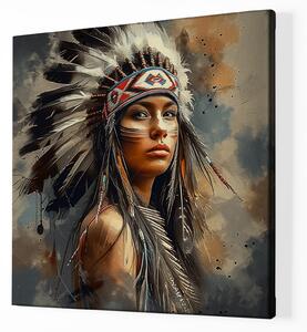 Obraz na plátně - Indiánská žena Temná voda FeelHappy.cz Velikost obrazu: 80 x 80 cm