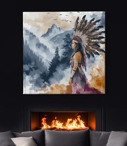 Obraz na plátně - Indiánská žena Orlí přelet FeelHappy.cz Velikost obrazu: 60 x 60 cm