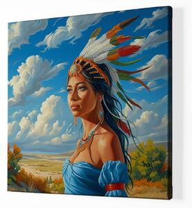 Obraz na plátně - Indiánská žena Jemný vánek FeelHappy.cz Velikost obrazu: 60 x 60 cm