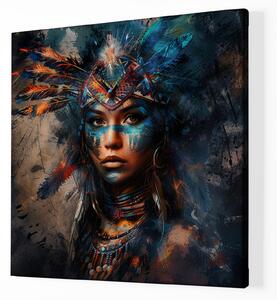 FeelHappy Obraz na plátně - Indiánská žena Hnědá perla Velikost obrazu: 60 x 60 cm