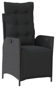 3dílný zahradní jídelní set s poduškami černý polyratan