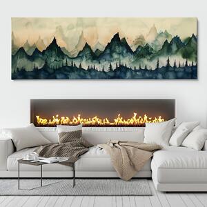 Obraz na plátně - Špičaté nedostupné hory FeelHappy.cz Velikost obrazu: 120 x 40 cm