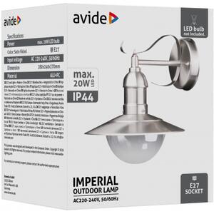 Avide AOLWE27-IMP-SN IMPERIAL - Venkovní nástěnné svítidlo v nerezové oceli, 1 x E27, IP44 41684 (Venkovní nástěnná lampa, nerezová ocel)