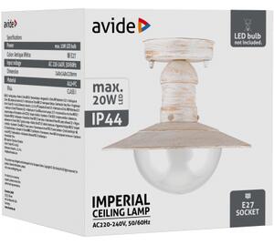 Avide AOLCE27-IMP-AW 42346 IMPERIAL - Venkovní stropní svítidlo v antické bílé barvě, 1 x E27, IP44 (Venkovní stropní svítidlo nejen do pergoly, antická bílá)