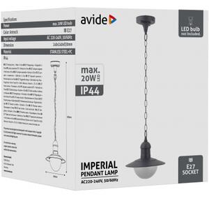 Avide AOLHE27-IMP-AN IMPERIAL - Venkovní závěsné svítidlo v šedé antracitové barvě, 1 x E27, IP44 42421 (Venkovní závěsná lampa na řetězu, antracit)