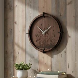 Dřevěné nástěnné hodiny - motiv lesa | SENTOP HDF0587-ORECH-WENGE