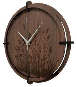 Dřevěné nástěnné hodiny - motiv lesa | SENTOP HDF0587-ORECH-WENGE