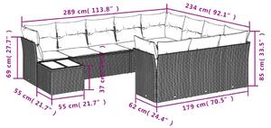 11dílná zahradní sedací souprava s poduškami černá polyratan