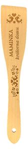 AMADEA Dřevěná obracečka buk text "maminka královna domu", masivní dřevo, délka 30 cm, český výrobek