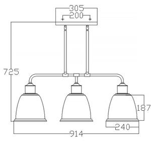 Feiss FE-HOBSON-3P-AB - Lustr na tyči HOBSON 3xE27/60W/230V bronzová