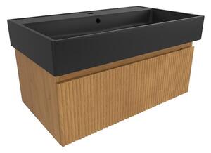 Koupelnová skříňka s umyvadlem SAT Evolution 78x30x44,5 cm dub medový mat SATEVO80DMU2B